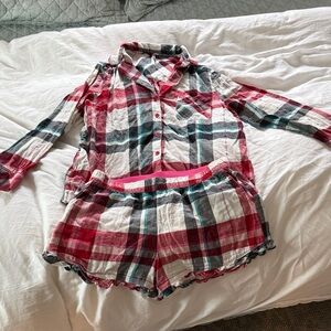 Soma Multicolor Plaid Shirt and Shorts Set